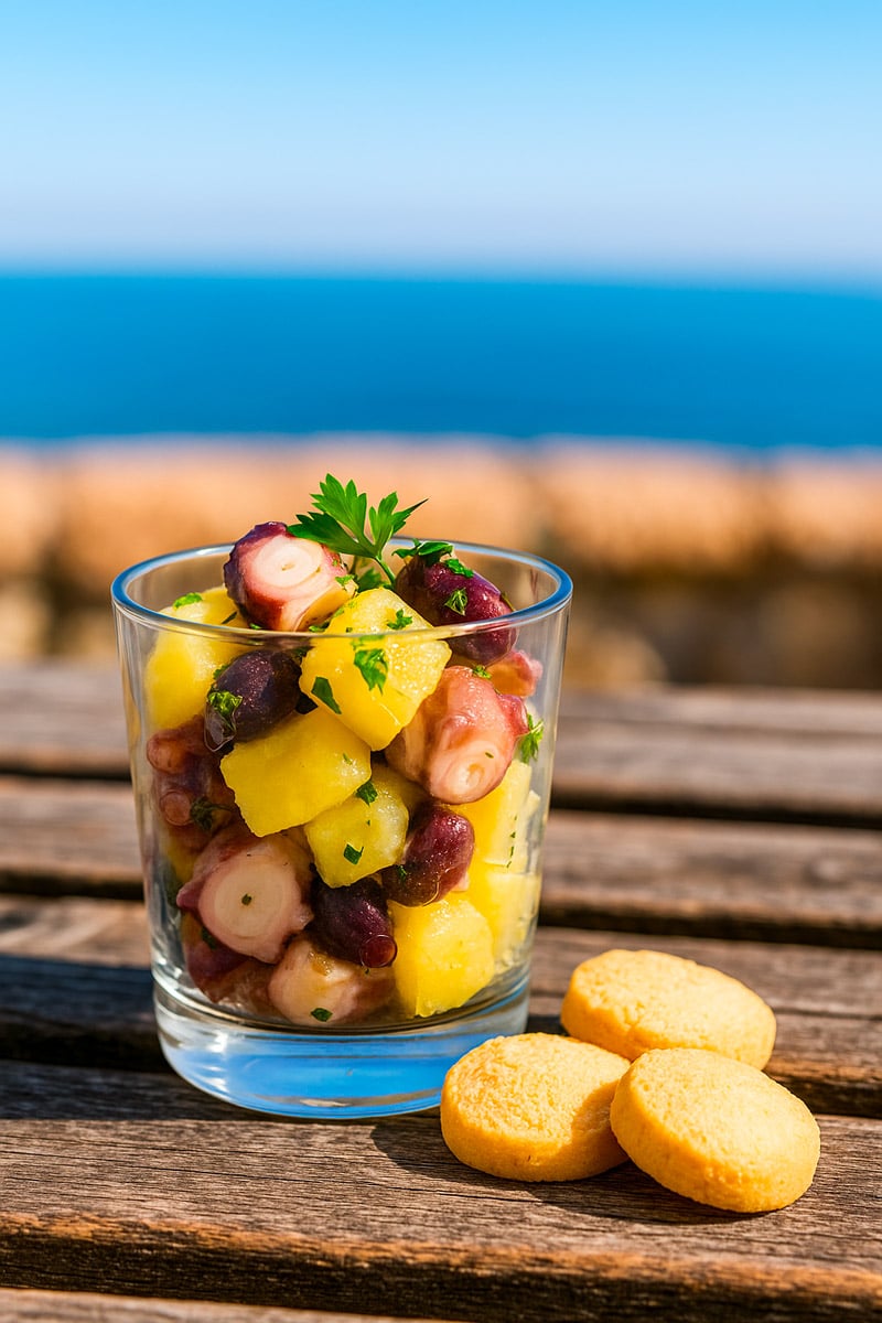 Warm Salad with Salatì Extra Virgin Olive Oil, Octopus, Potatoes and Taggiasca Olives